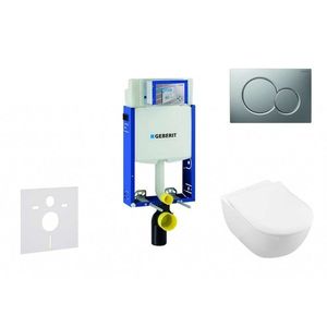 GEBERIT - Kombifix Modul na závesné WC s tlačidlom Sigma01, matný chróm + Villeroy Boch - WC a doska, DirectFlush, SoftClose, CeramicPlus 110.302.00.5 NI3 vyobraziť