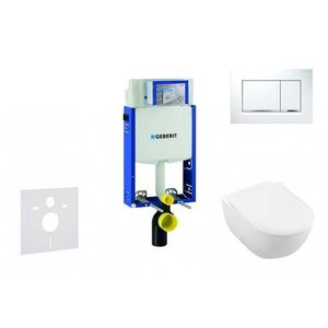 GEBERIT - Kombifix Modul na závesné WC s tlačidlom Sigma30, biela/lesklý chróm + Villeroy Boch - WC a doska, DirectFlush, SoftClose, CeramicPlus 110.302.00.5 NI5 vyobraziť