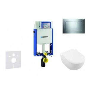 GEBERIT - Kombifix Modul na závesné WC s tlačidlom Sigma30, lesklý chróm/chróm mat + Villeroy Boch - WC a doska, DirectFlush, SoftClose, CeramicPlus 110.302.00.5 NI6 vyobraziť