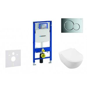 GEBERIT - Duofix Modul na závesné WC s tlačidlom Sigma01, lesklý chróm + Villeroy Boch - WC a doska, DirectFlush, SoftClose, CeramicPlus 111.300.00.5 NI2 vyobraziť