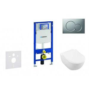 GEBERIT - Duofix Modul na závesné WC s tlačidlom Sigma01, matný chróm + Villeroy Boch - WC a doska, DirectFlush, SoftClose, CeramicPlus 111.300.00.5 NI3 vyobraziť