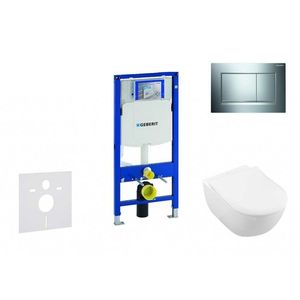 GEBERIT - Duofix Modul na závesné WC s tlačidlom Sigma30, lesklý chróm/chróm mat + Villeroy Boch - WC a doska, DirectFlush, SoftClose, CeramicPlus 111.300.00.5 NI6 vyobraziť