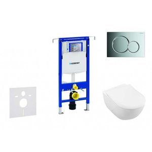 GEBERIT - Duofix Modul na závesné WC s tlačidlom Sigma01, lesklý chróm + Villeroy Boch - WC a doska, DirectFlush, SoftClose, CeramicPlus 111.355.00.5 NI2 vyobraziť