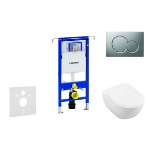 GEBERIT - Duofix Modul na závesné WC s tlačidlom Sigma01, matný chróm + Villeroy Boch - WC a doska, DirectFlush, SoftClose, CeramicPlus 111.355.00.5 NI3 vyobraziť