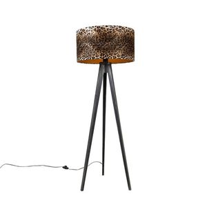 Stojacia lampa statív čierny s tienidlom leopard 50 cm - Tripod Classic vyobraziť