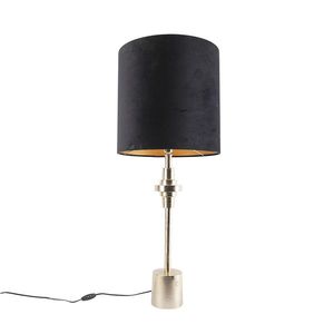 Art Deco stolná lampa zlatý zamatový odtieň čierna 40 cm - Diverso vyobraziť