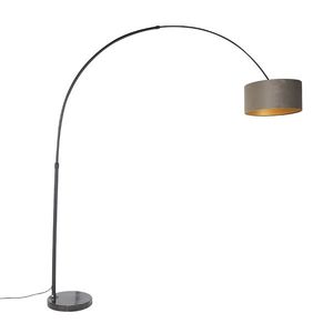 Oblúková lampa čierna zamatový tienidlo taupe so zlatom 50 cm - XXL vyobraziť