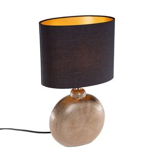 Rustikálna stolná lampa bronzová s čiernou 39 cm - Kygo vyobraziť