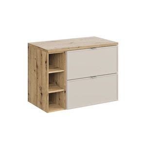 Závěsná skříňka Bella Cashmere s deskou 80 cm kašmírová/dub artisan vyobraziť