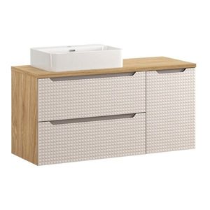 Závěsná skříňka Luxor Beige Trust s deskou a umyvadlem 120 cm černá/dub olejovaný vyobraziť