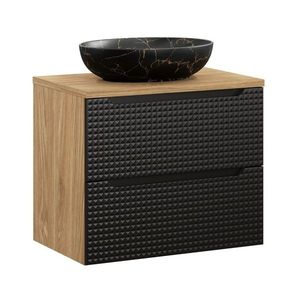 Závěsná skříňka Luxor Black Mona s deskou a umyvadlem 70 cm černá/dub olejovaný vyobraziť