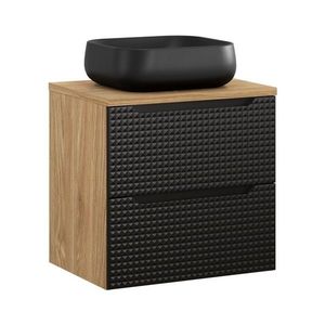 Závěsná skříňka Luxor Black Nika s deskou a umyvadlem 60 cm černá/dub olejovaný vyobraziť