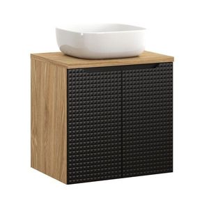 Závěsná skříňka Luxor Black Smile II s deskou a umyvadlem 60 cm černá/dub olejovaný vyobraziť