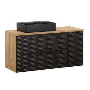 Závěsná skříňka Luxor Black Trust s deskou a umyvadlem 120 cm černá/dub olejovaný vyobraziť