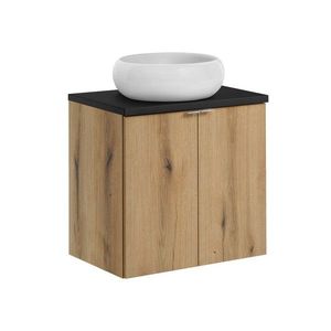 Závěsná skříňka Nova Oak Wiki II s deskou a umyvadlem 60 cm dub evoke/černá vyobraziť