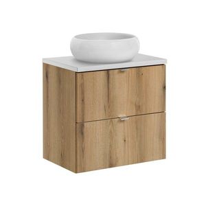 Závěsná skříňka Nova Oak Wiki s deskou a umyvadlem 60 cm dub evoke/bílá vyobraziť