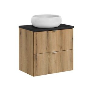 Závěsná skříňka Nova Oak Wiki s deskou a umyvadlem 60 cm dub evoke/černá vyobraziť