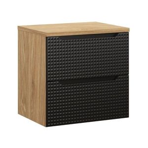 Závěsná skříňka pod umyvadlo Luxor Black s deskou 60 cm černá/dub olejovaný vyobraziť