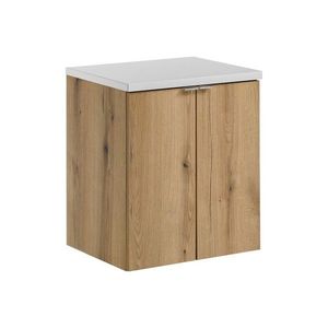 Závěsná skříňka pod umyvadlo Nova Oak s deskou 50 cm dub evoke/bílá vyobraziť