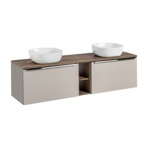 Závěsná skříňka SantaFe Smile s deskou a umyvadlem 180 cm taupe/dub santa fe vintage vyobraziť