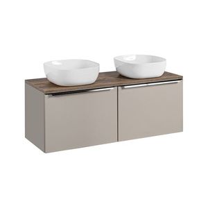 Závěsná skříňka SantaFe Smile s deskou a umyvadly 120 cm taupe/dub santa fe vintage vyobraziť