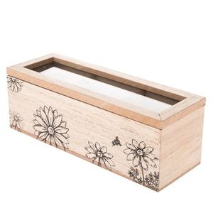 Drevený box na čajové vrecká Meadow flowers hnedá, 23 x 8 x 8 cm vyobraziť