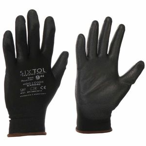 Sixtol Pracovné rukavice GLOVE PE-PU 9 black, veľkosť 9" vyobraziť