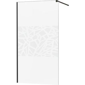 MEXEN/S - KIOTO Sprchová zástena WALK-IN 90x200 cm 8 mm, čierna, biely vzor 800-090-101-70-85 vyobraziť