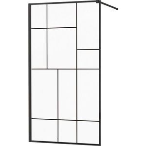 MEXEN/S - KIOTO Sprchová zástena WALK-IN 100x200 cm 8 mm, čierna, čierny vzor 2 800-100-101-70-78 vyobraziť