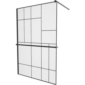 MEXEN/S - KIOTO Sprchová zástena WALK-IN s poličkou a držiakom uterákov 120 x 200, transparent/čierna 8 mm, čierna 800-120-121-70-78 vyobraziť