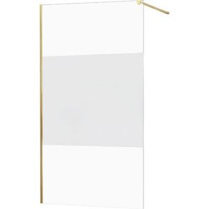 MEXEN/S - KIOTO Sprchová zástena WALK-IN 100x200 cm 8 mm, zlatá, Transparent/matné sklo 800-100-101-50-35 vyobraziť