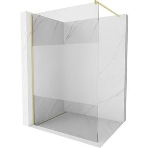 MEXEN/S - Kioto Sprchová zástena WALK-IN 100 x 200, transparent/dekor 8 mm, zlatá kartáčovaná 800-100-101-55-35 vyobraziť