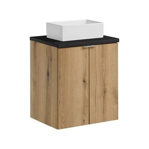 Závěsná skříňka Nova Oak Gaja II s deskou a umyvadlem 50 cm dub coast evoke/černá vyobraziť