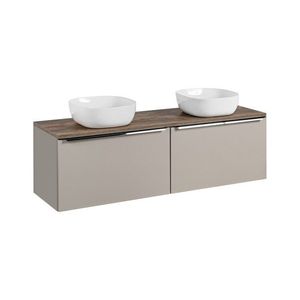 Závěsná skříňka SantaFe Smile s deskou a umyvadly 160 cm taupe/dub santa fe vintage vyobraziť