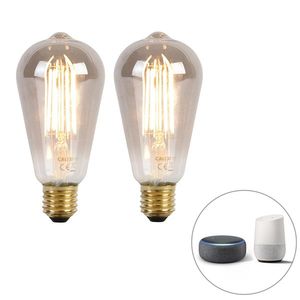 Sada 2 smart E27 LED svietidiel ST64 dymová 7W 400 lm 1800K vyobraziť