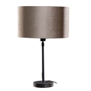 Stolová lampa čierna s taupe zamatovým tienidlom 35 cm - Parte vyobraziť