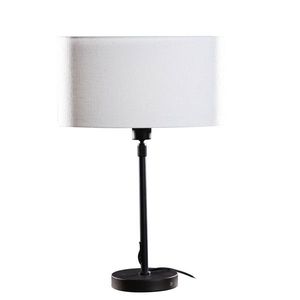 Stolová lampa čierna s oválnym ľanovým tienidlom bielym 35 cm - Parte vyobraziť