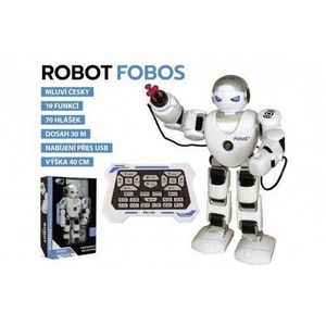 Teddies Robot RC FOBOS plast interaktívny chodiaci 40cm česky hovoriaci na batérie s USB v krabici 31x45x13cm vyobraziť