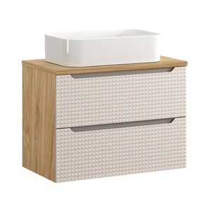 Závěsná skříňka Luxor Beige Kati s deskou a umyvadlem 80 cm béžová/dub olejovaný vyobraziť