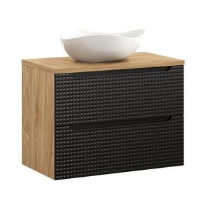 Závěsná skříňka Luxor Black Cloud s deskou a umyvadlem 80 cm černá/dub olejovaný vyobraziť