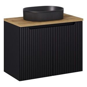 Závěsná skříňka Nova Black II s deskou a umyvadlem 80 cm černá/dub evoke vyobraziť