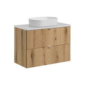 Závěsná skříňka Nova Oak Beyond s deskou a umyvadlem 80 cm dub coast evoke/bílá vyobraziť