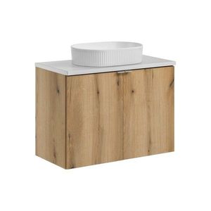 Závěsná skříňka Nova Oak II s deskou a umyvadlem 80 cm dub coast evoke/bílá vyobraziť