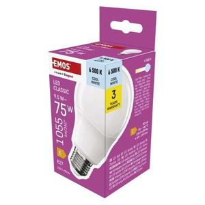 EMOS ZQ5E54 LED ZIAROVKA CLASSIC A60 / E27 / 9, 5 W (75 W) / 1055 LM / STUDENA BIELA vyobraziť