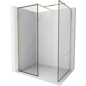 MEXEN/S - Kioto Sprchová zástena Walk-in 120 x 120 cm, čierny vzor, zlatá kartáčovaná 800-120-202-55-70-120 vyobraziť