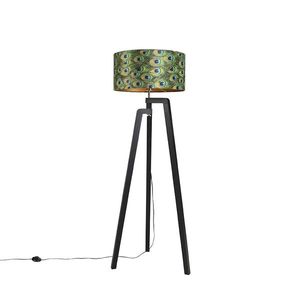 Stojací lampa statív čierna s tienidlom páv design 50 cm - Puros vyobraziť