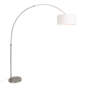 Oblúková lampa oceľový tienidlo z látky bielej 50/50/25 nastaviteľná - XL vyobraziť