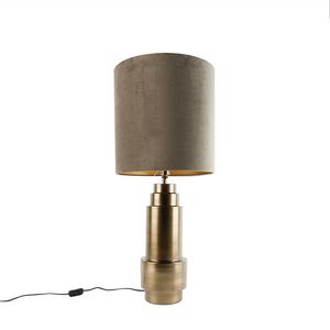 Stolná lampa bronzová s tienidlom z velúru taupe so zlatom 40 cm - Bruut vyobraziť