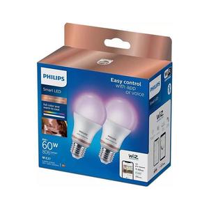 Philips SADA 2x LED RGB Stmievateľná žiarovka Philips A60 E27/8W/230V Wi-Fi vyobraziť