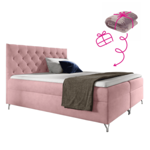 Boxspringová posteľ, 160x200, ružová látka Velvet, GULIETTE + darček vyobraziť